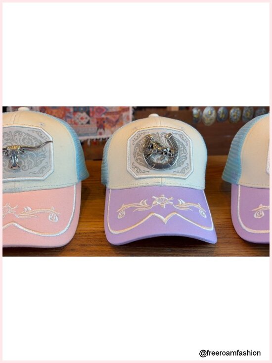 PU Leather Cowboy Trucker Hat with Metal Horse Detail Western Snapback main image 4